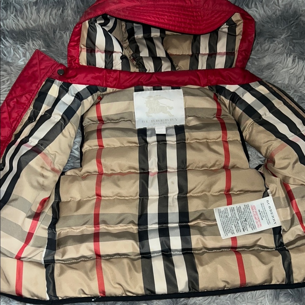 Burberry Red and Beige Hooded Jacket
